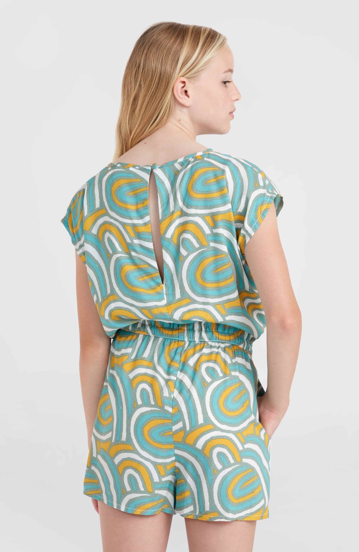 Talia playsuit | Blue Rainbow Stripe