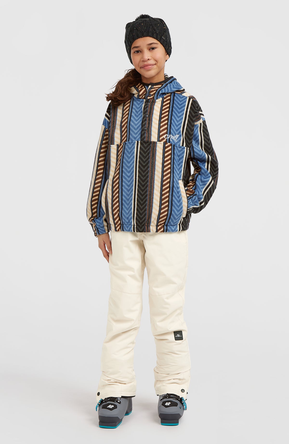Superfleece hoodie met halve rits | Blue Vintage O'Neill Stripe