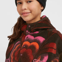 Superfleece hoodie met halve rits | Brown Originals Flower