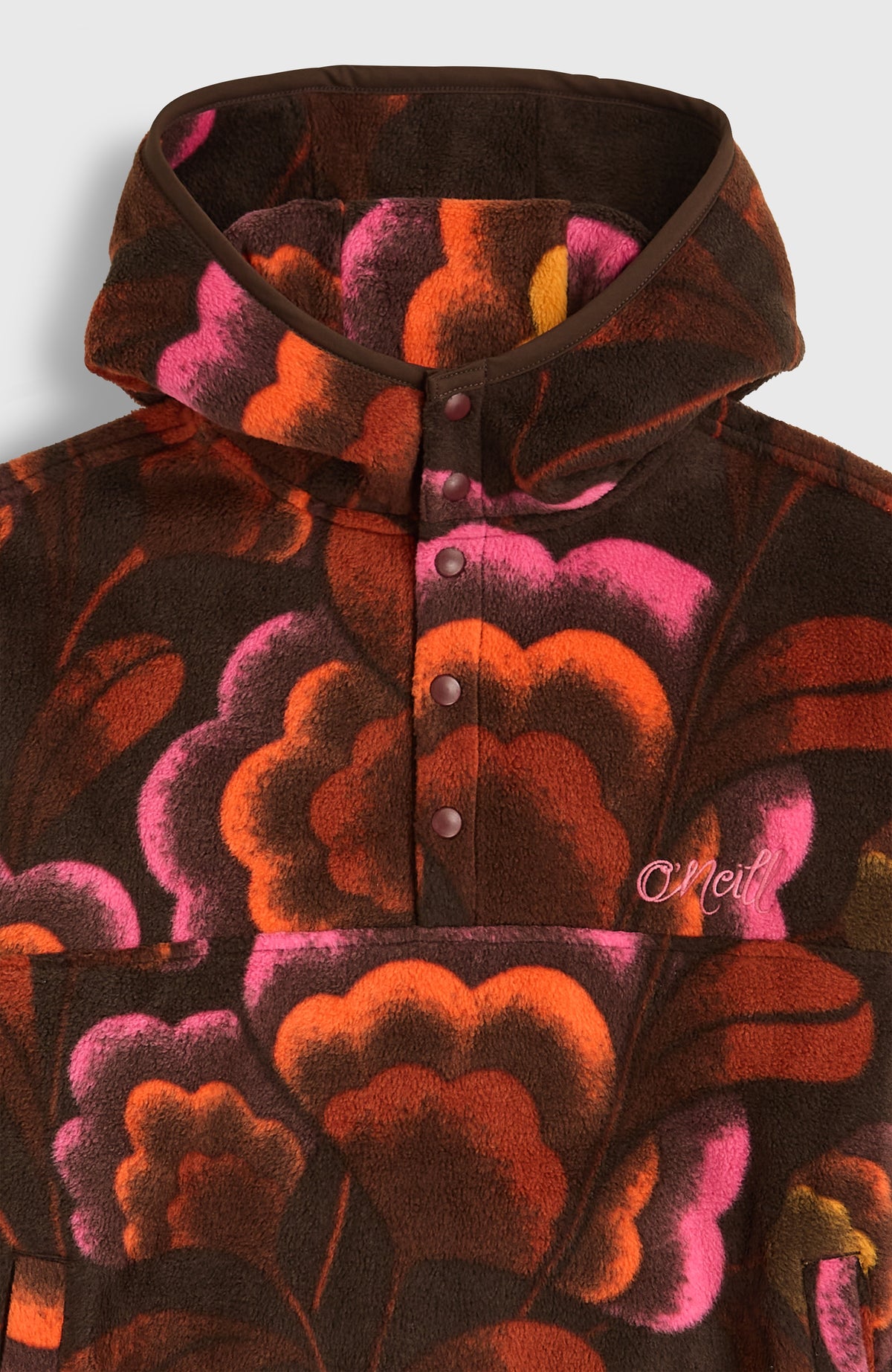 Superfleece hoodie met halve rits | Brown Originals Flower