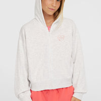 Script capuchonvest met volledige rits | White Melange