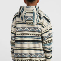 Superfleece hoodie met halve rits | Grey Ikat Stripe