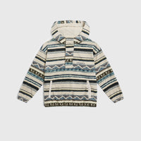 Superfleece hoodie met halve rits | Grey Ikat Stripe