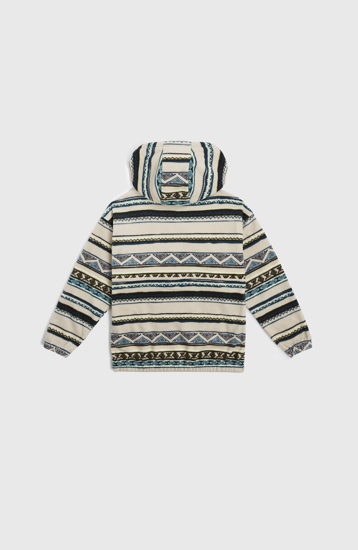 Superfleece hoodie met halve rits | Grey Ikat Stripe
