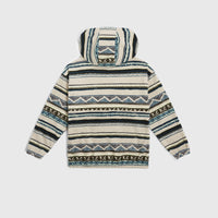 Superfleece hoodie met halve rits | Grey Ikat Stripe