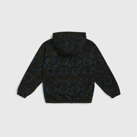 Superfleece hoodie met halve rits | Black Retro Ikat