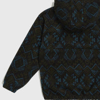 Superfleece hoodie met halve rits | Black Retro Ikat