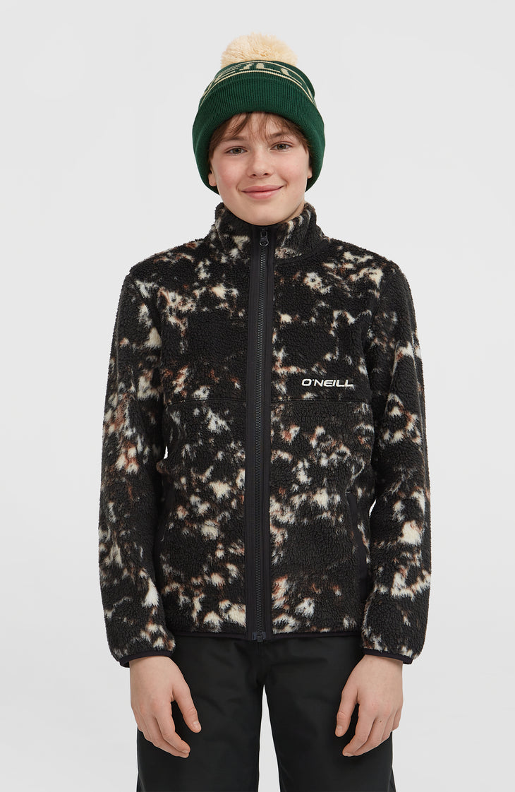 High-Pile fleecevest met volledige rits | Black/Beige Quarry