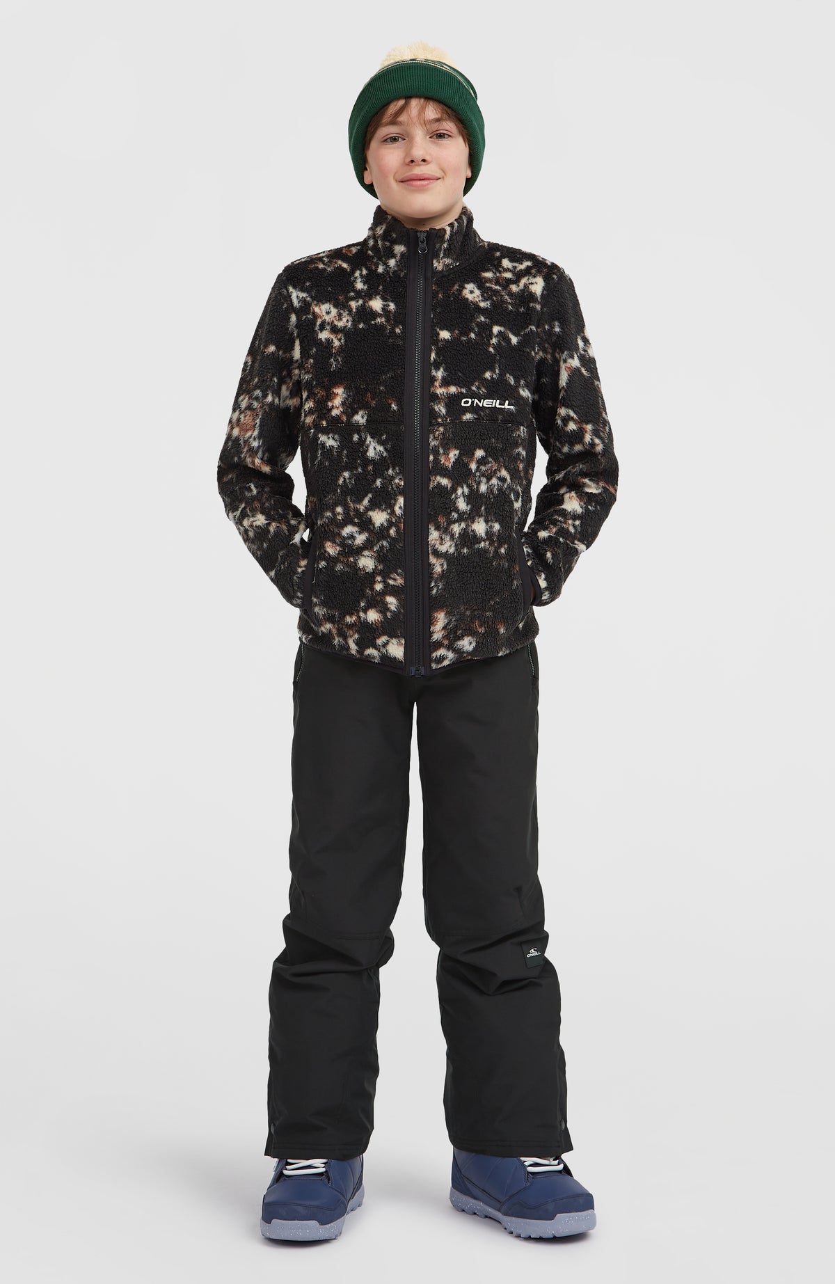 High-Pile fleecevest met volledige rits | Black/Beige Quarry