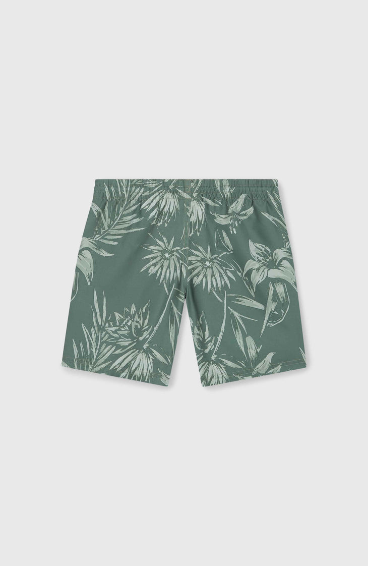 Mix and Match Cali Floral 14'' zwembroek | Green Tonal Tropicana