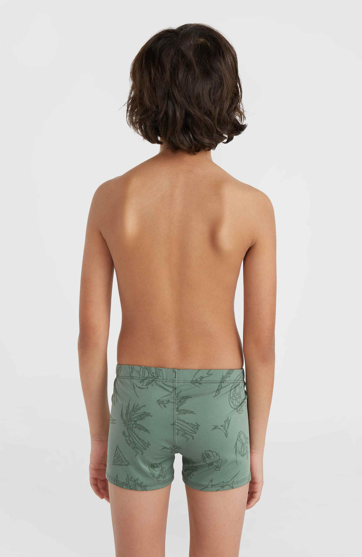 Mix and Match Crazy 8'' zwemboxer | Green Vintage Surfer