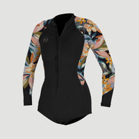 Bahia 2/1mm Front Zip Long Sleeve Spring Wetsuit | BLK/DEMIFLOR/DEMIFLOR