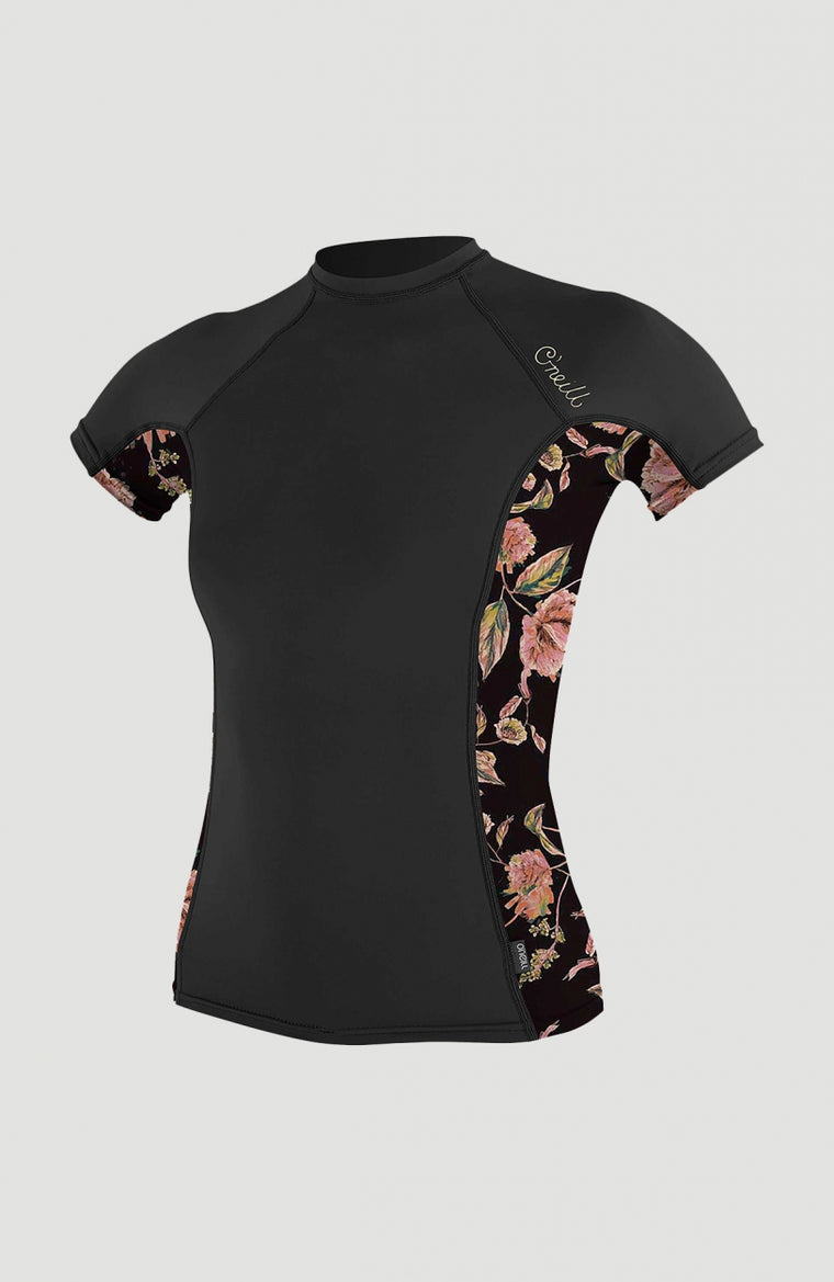 Side Print Short Sleeve Rash Guard | Black
