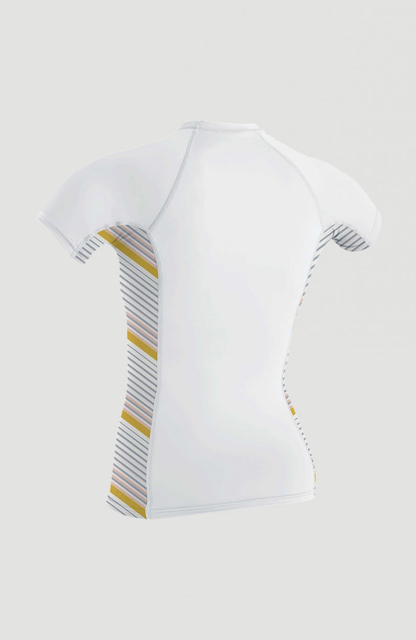 Side Print Short Sleeve Rash Guard | White