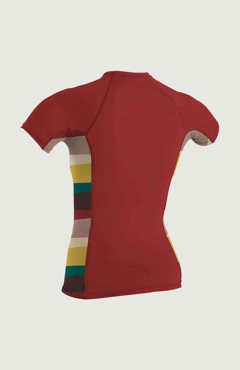 Side Print Short Sleeve Rash Guard | Red