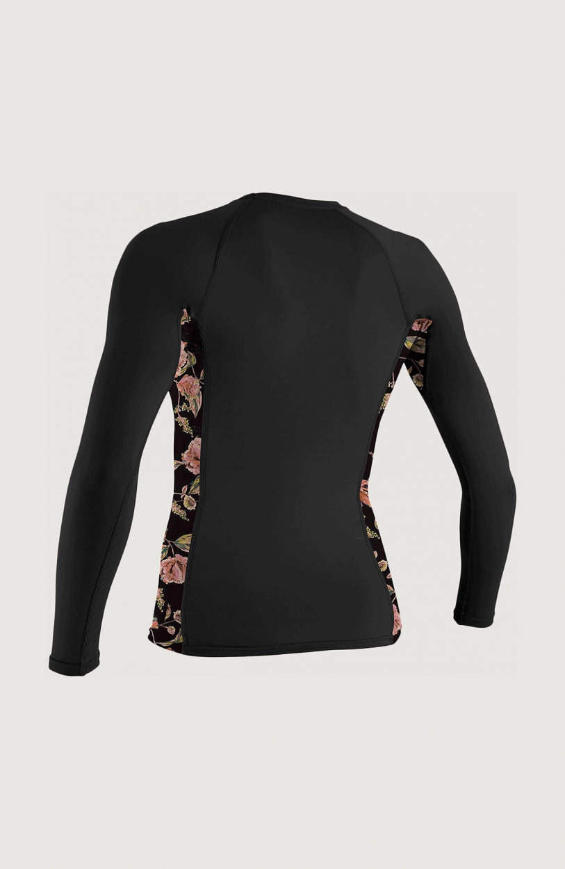 Side Print Long Sleeve Rash Guard | Black