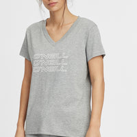 Triple Stack V-Neck T-Shirt | Silver Melee -A