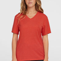 T-shirt Essentials met V-hals | Sunrise Red