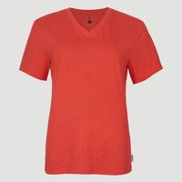 T-shirt Essentials met V-hals | Sunrise Red