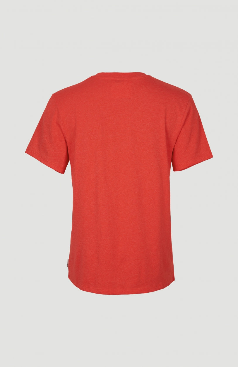 T-shirt Essentials met V-hals | Sunrise Red