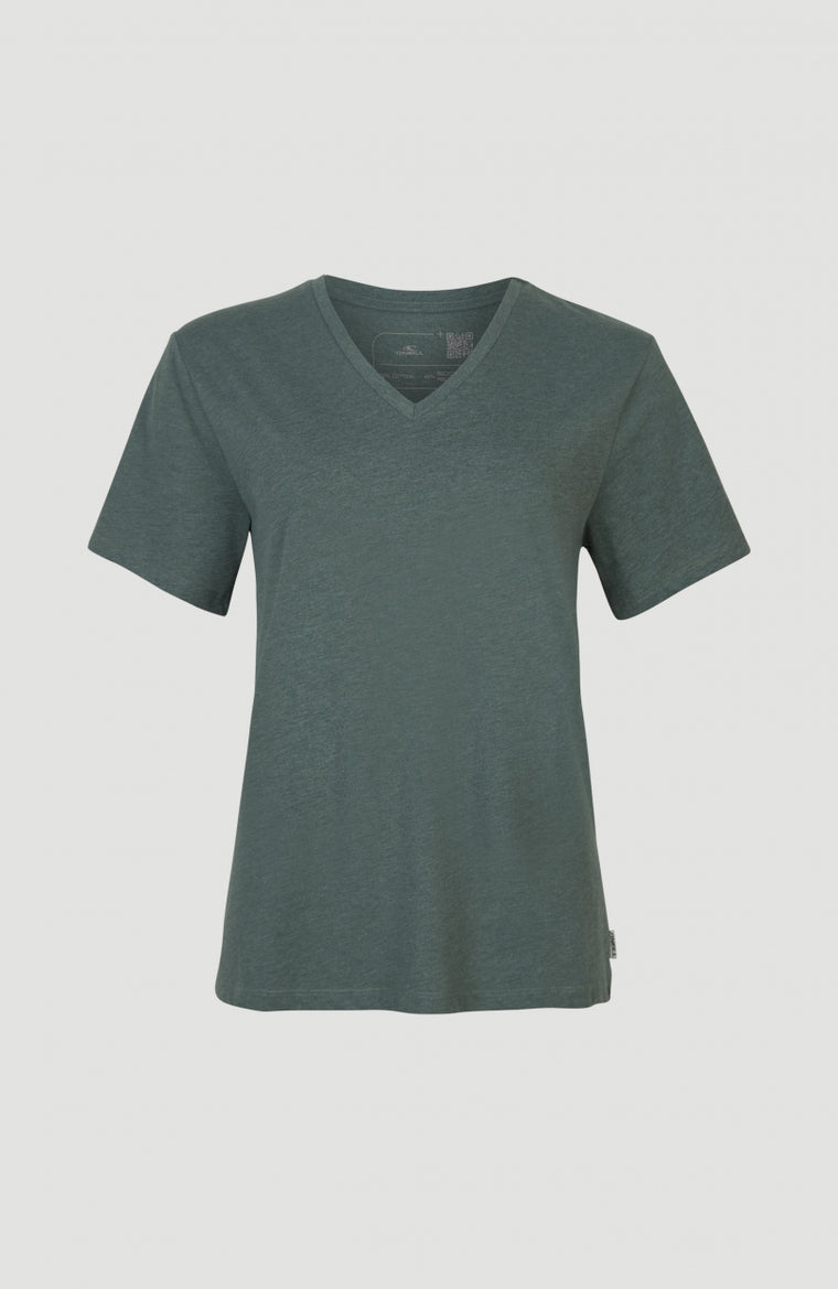 T-shirt Essentials met V-hals | Balsam Green